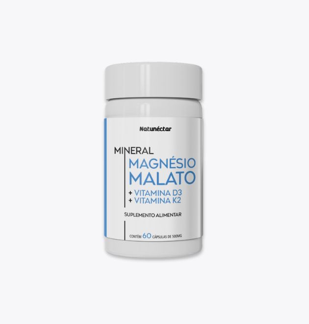 Magnésio Malato Vit D3 + Vit K2 500mg – 60 cápsulas